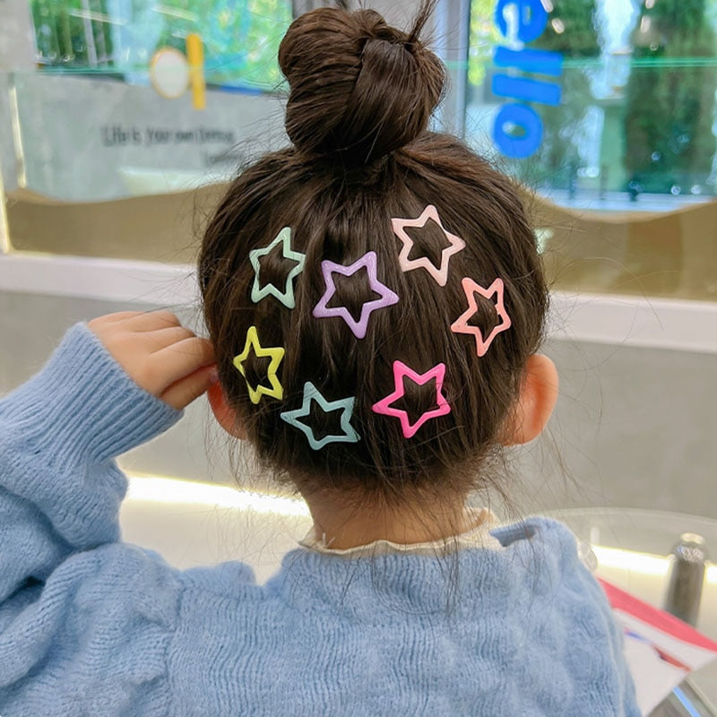 10pcs/set Cute Colorful Star Waterdrop Shape Hair Clips For Girls Children Lovely Hair